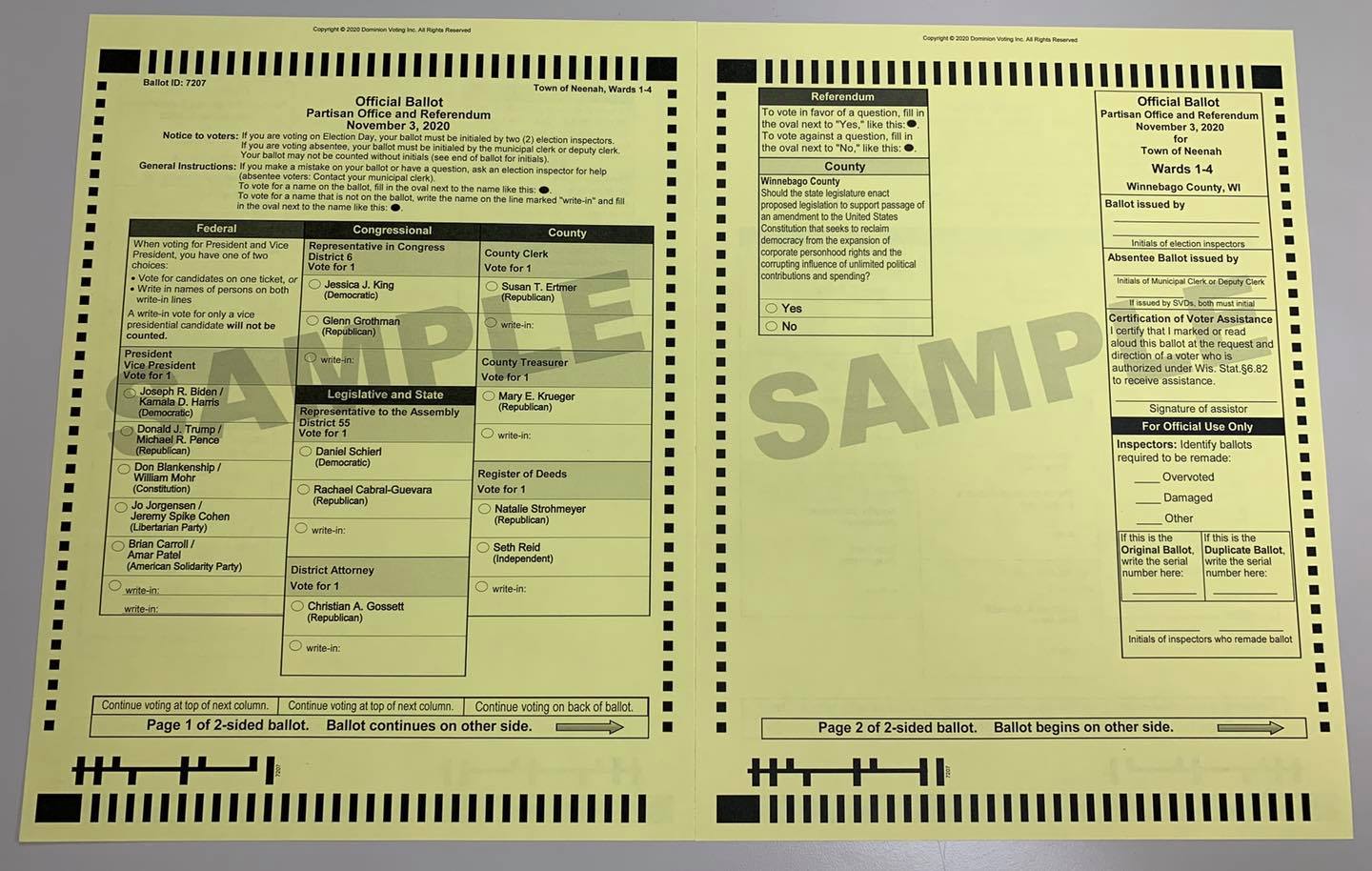 Nov 3 General Election 2020 Sample Ballot November 3, 2020 General Election Sample Ballot